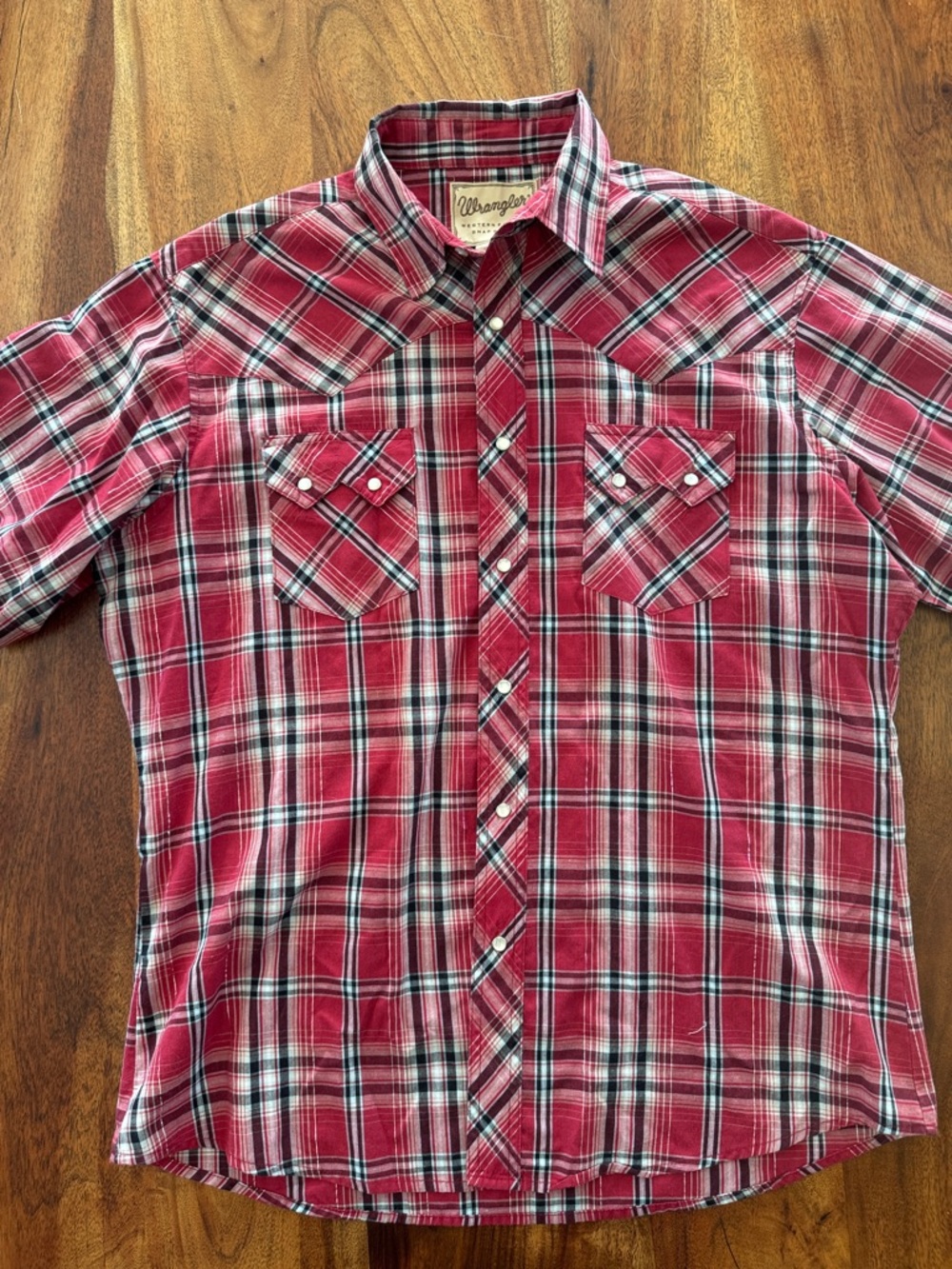Wrangler Red Plaid Western Button-Down Shirt